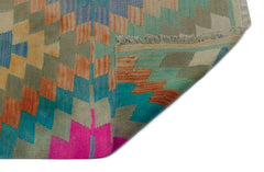 Girit Green Geometric Wool Handmade Area Rug 4'4" x 9'2"