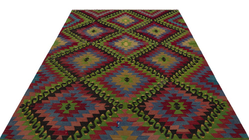 Girit Brown Geometric Wool Handmade Area Rug 5'10" x 9'4"
