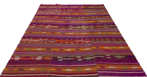 Girit Brown Geometric Wool Handmade Area Rug 5'10" x 9'9"