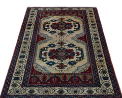 Kavala Beige Classic Wool Handmade Area Rug 3'3" x 5'1"