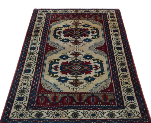 Kavala Beige Classic Wool Handmade Area Rug 3'3" x 5'1"