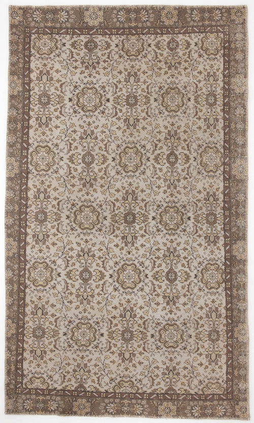 Atina Beige Vintage Wool Handmade Area Rug 5'4" x 9'3"