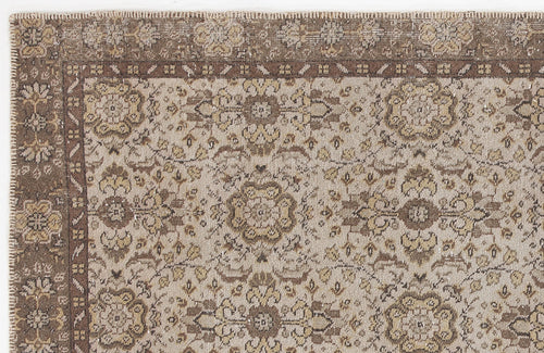 Atina Beige Vintage Wool Handmade Area Rug 5'4" x 9'3"