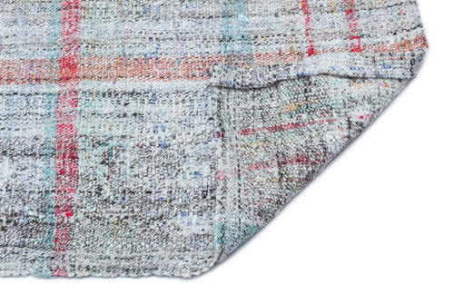 Girit White Striped Wool Handmade Area Rug 3'10" x 6'11"