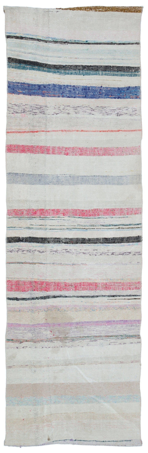 Girit 32297 Beige Striped Wool Handmade Area Rug 2'7" x 8'7"