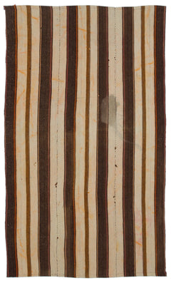 Girit Multy Striped Wool Handmade Area Rug 3'11" x 6'8"