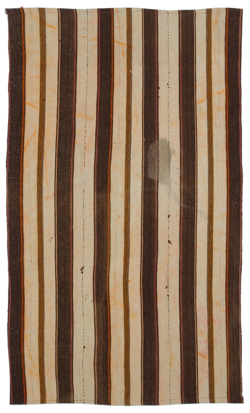 Girit Multy Striped Wool Handmade Area Rug 3'11" x 6'8"