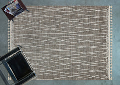 Machine Made Area Rug – Fremont Brown Geometric Cotton Yarn Carpet for Living Room