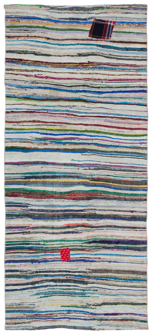 Girit Beige Striped Wool Handmade Area Rug 4'0" x 9'1"