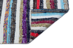 Girit Beige Striped Wool Handmade Area Rug 4'11" x 10'9"