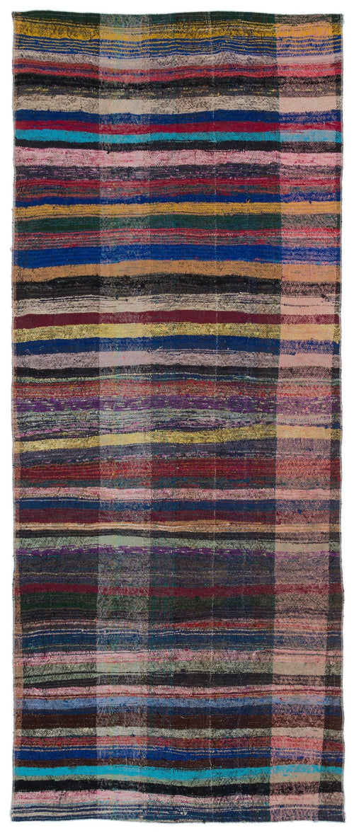 Girit Grey Striped Wool Handmade Area Rug 3'11" x 9'6"