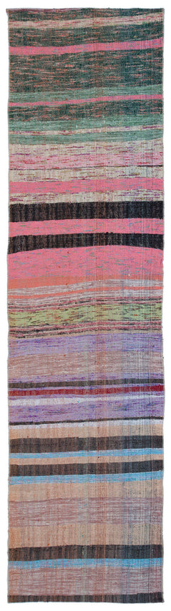 Girit Beige Striped Wool Handmade Area Rug 2'10" x 10'11"