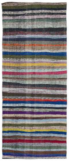 Girit Multy Striped Wool Handmade Area Rug 4'7" x 11'1"