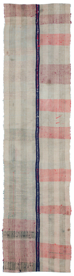 Girit Beige Striped Wool Handmade Area Rug 2'7" x 10'3"