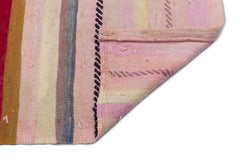 Girit Beige Striped Wool Handmade Area Rug 5'7" x 8'8"