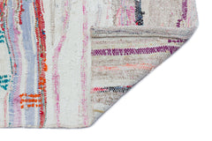 Girit Beige Striped Wool Handmade Area Rug 4'3" x 8'2"