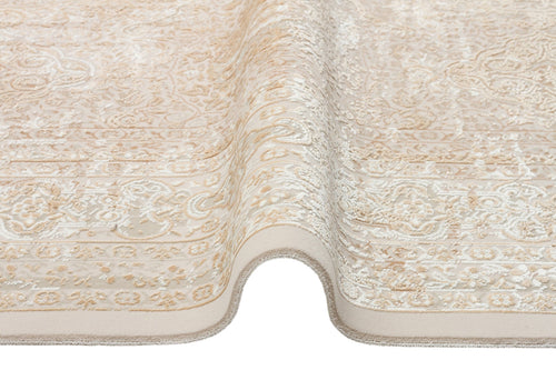 Vintage Cotton Area Rug – Machine Made Cream Rug With Anti Slip Flatweave Design