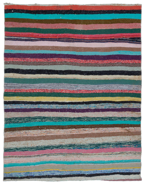 Girit 32331 Multy Striped Wool Handmade Area Rug 5'3" x 6'9"