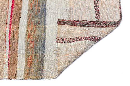 Girit Beige Striped Wool Handmade Area Rug 5'5" x 10'0"