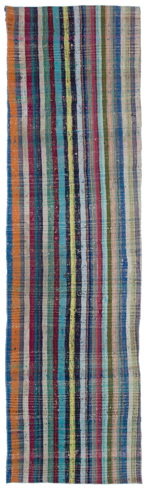 Girit Beige Striped Wool Handmade Area Rug 3'1" x 10'5"