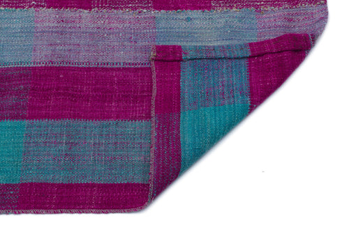 Girit Purple Striped Wool Handmade Area Rug 2'7" x 7'1"