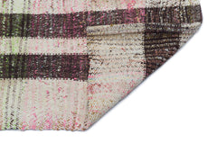 Girit Beige Striped Wool Handmade Area Rug 5'10" x 5'1"