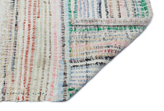 Girit Beige Striped Wool Handmade Area Rug 4'8" x 8'10"