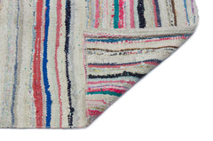 Girit Beige Striped Wool Handmade Area Rug 2'6" x 10'2"