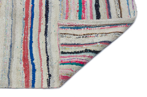 Girit Beige Striped Wool Handmade Area Rug 2'6" x 10'2"