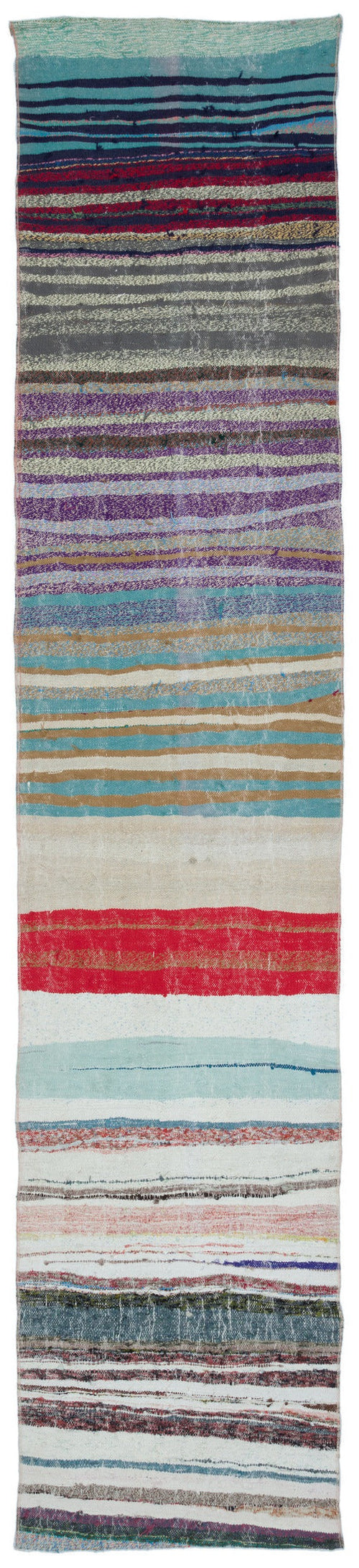 Girit Multy Striped Wool Handmade Area Rug 2'7" x 12'10"