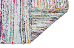 Girit Beige Striped Wool Handmade Area Rug 6'4" x 8'0"