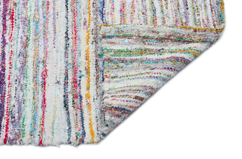 Girit Beige Striped Wool Handmade Area Rug 6'4" x 8'0"