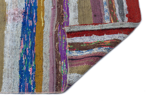 Girit Beige Striped Wool Handmade Area Rug 3'8" x 10'11"