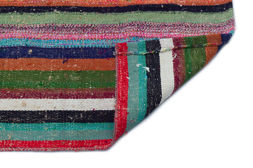 Girit Multy Striped Wool Handmade Area Rug 3'1" x 7'9"