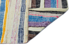 Girit Beige Striped Wool Handmade Area Rug 5'9" x 8'10"