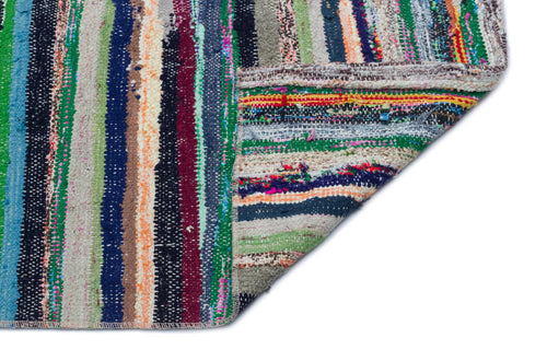 Girit Multy Striped Wool Handmade Area Rug 4'10" x 8'5"