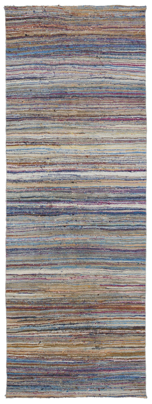 Girit Beige Striped Wool Handmade Area Rug 5'7" x 9'11"