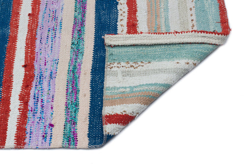 Girit Beige Striped Wool Handmade Area Rug 5'5" x 8'3"