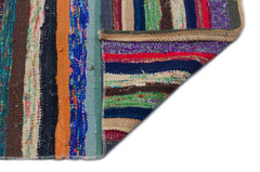 Girit Beige Striped Wool Handmade Area Rug 5'6" x 8'8"