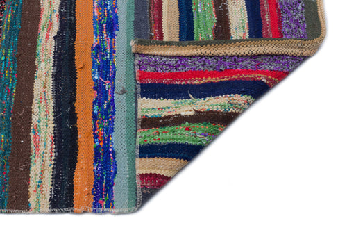 Girit Beige Striped Wool Handmade Area Rug 5'6" x 8'8"