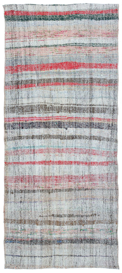 Girit Beige Striped Wool Handmade Area Rug 3'6" x 8'0"