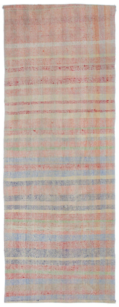 Girit Beige Striped Wool Handmade Area Rug 3'6" x 9'4"