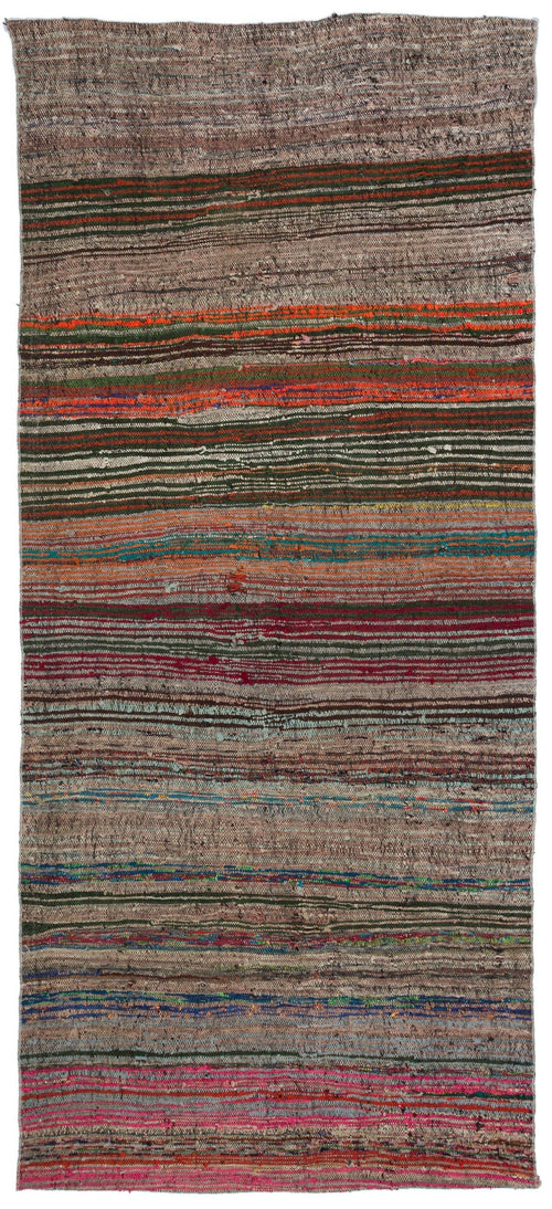 Girit Multy Striped Wool Handmade Area Rug 4'8" x 10'6"