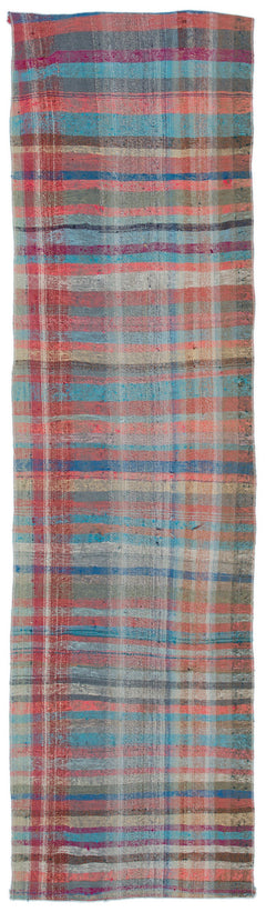 Girit Beige Striped Wool Handmade Area Rug 2'9" x 8'7"