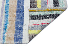 Girit Beige Striped Wool Handmade Area Rug 6'1" x 9'5"