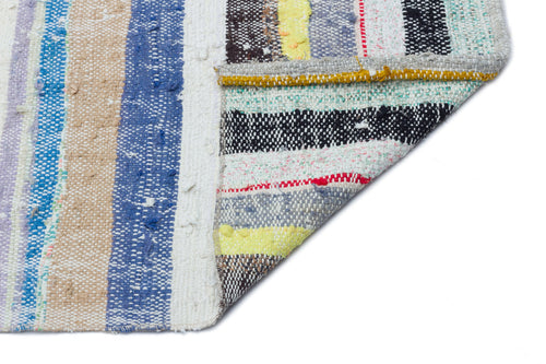 Girit Beige Striped Wool Handmade Area Rug 6'1" x 9'5"