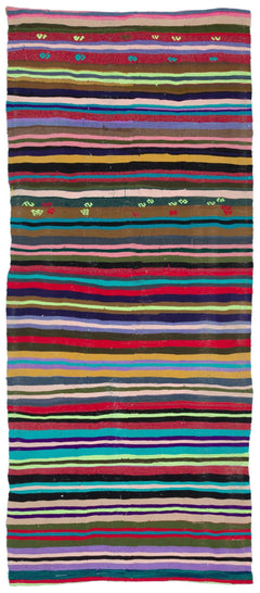 Girit Multy Striped Wool Handmade Area Rug 4'2" x 9'10"