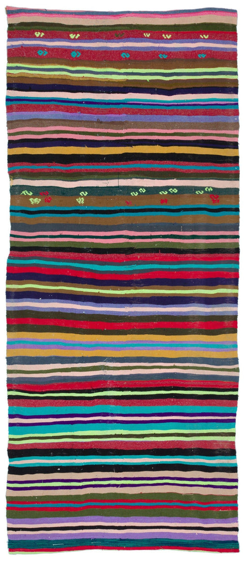 Girit Multy Striped Wool Handmade Area Rug 4'2" x 9'10"