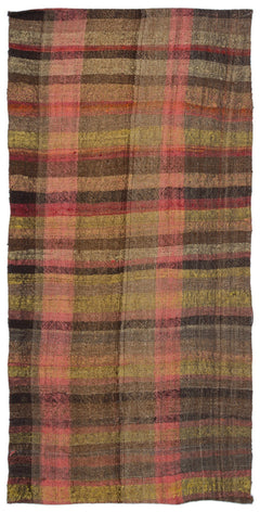 Girit Brown Striped Wool Handmade Area Rug 3'8" x 7'0"