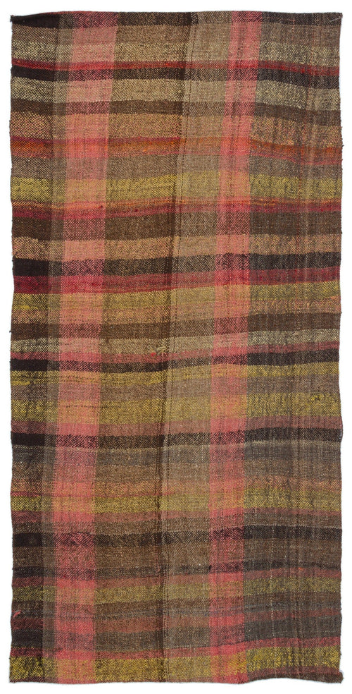 Girit Brown Striped Wool Handmade Area Rug 3'8" x 7'0"